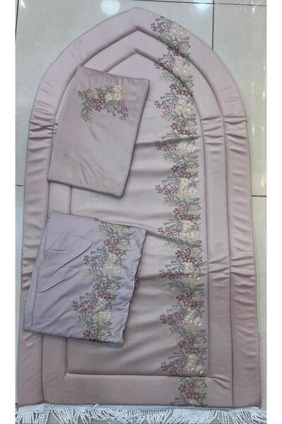 Generic Prayer set consisting of a padded embroidered sponge prayer rug with a prayer sheet made of excellent cold material and a Quran cover