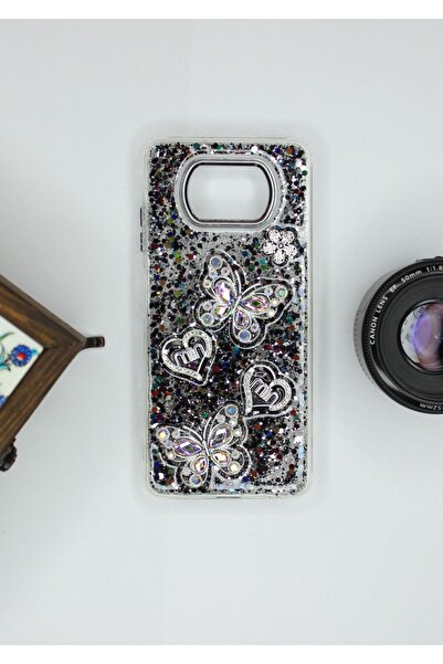 Beecover Poco X3 Kılıf Kelebek Desenli Parlak Simli Kapak