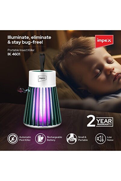 İMPEX Rechargeable Insect Killer IK 4601 2W UV Light 1200mAh Low Noise Automatic Pest Control