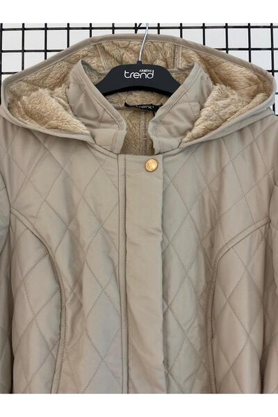 Armine Hooded Boy's Winter Quilted Coat with Zipper and Wool Inside