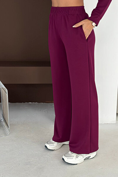SHEESH APPAREL Soft Textured Modal Suit with Snap Detail on the Sides Hooded Sweatshirt Bottom Palazzo Pants