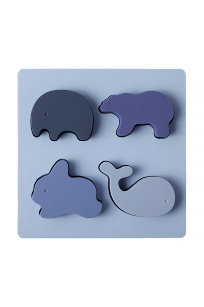 Pitikot Montessori Pitikot® Puzzle – 3D Soft Silicone Animals, Set of 4 Pieces + Board