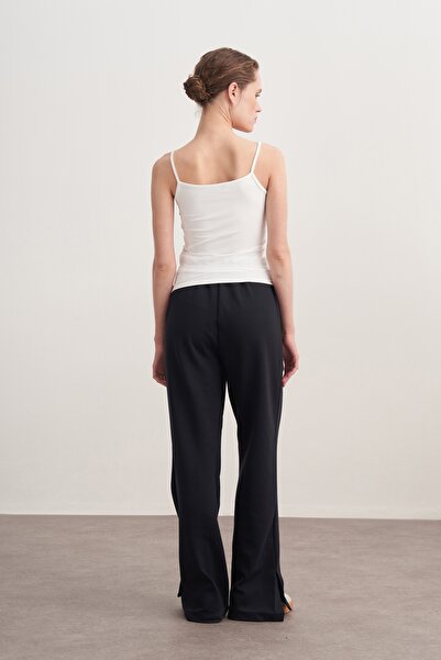 EBU Prive Women's Interlock Side Y Slit P Palazzo Pants Navy Blue