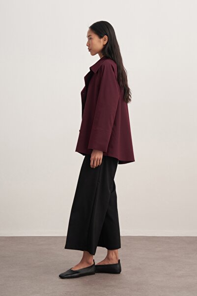 EBU Prive Women's Gabardine Double-Breasted Shirt Plum