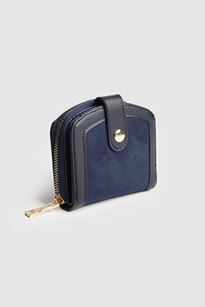 La La'Graccio Paris La'Graccio Paris Women's Laron Suede Design Practical Wallet Navy Blue Suede