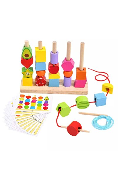 VİO مجموعة ألغاز مونتيسوري الخشبية للفرز والتكديس (من عمر سنتين إلى خمس سنوات)