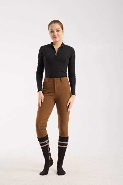 PEUR RIDER SHOP At Ritim Desenli Silikon ve Cep Detaylı Kadın Binici Pantolon...