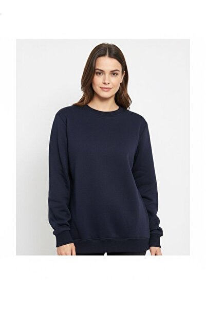 assef Unisex Relax Fit Comfortable Cut Cotton Soft Textured Fleece Inside Crew Neck Sweatshirt