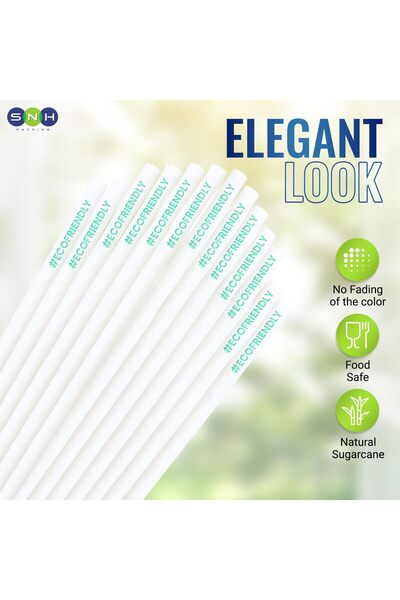 SNH Packing 100 Pieces 8mm Eco Friendly White PLA Straws - Biodegradable & Compostable