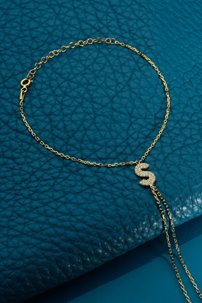 innuendo jewelery 925 AYAR GÜMÜŞ ÜZERİ ALTIN KAPLAMA S HARFLİ ŞAHMERAN