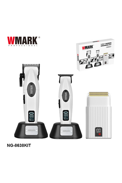 Wmark NG-8638 طقم حلاقة احترافي عالي السرعة وقابل لإعادة الشحن (حتى 9000 دورة...