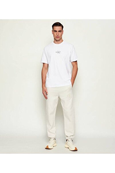 Calvin Klein Men's Ck Letter Detail Short Sleeve Crew Neck White T-Shirt Lv04Rb866G-Yaa