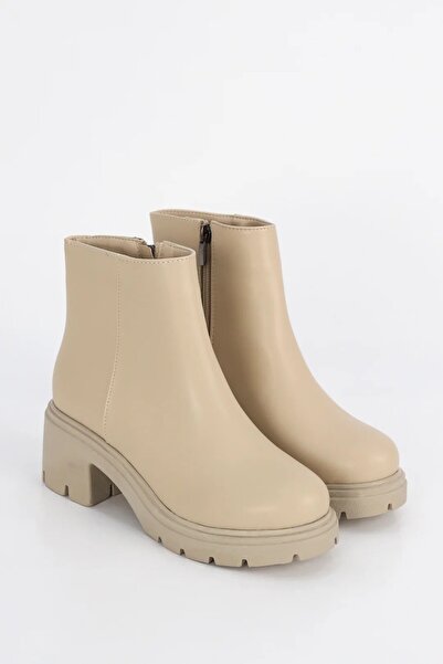 kajal ayakkabı NVL 557 Yandan Fermuarlı Orta Topuk Yarım Bot