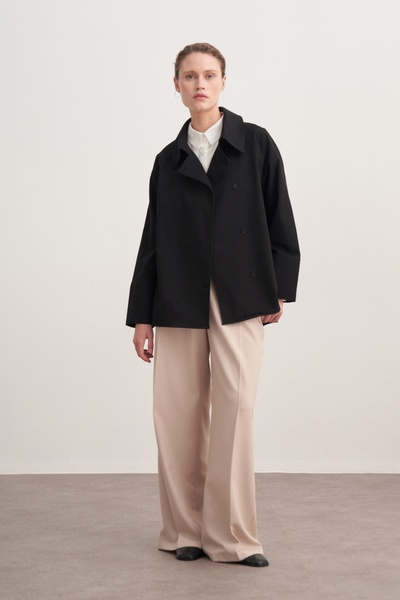 EBU Prive Women's Gabardine Double-Breasted Shirt Black