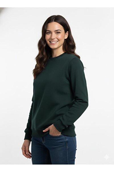 assef Unisex Relax Fit Comfortable Cut Cotton Soft Textured Fleece Inside Crew Neck Sweatshirt