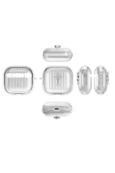 zore Air-Pods 4 Case Edges Colored Transparent Sectioned Silicone Mrsa Airbag 40 Case-Black