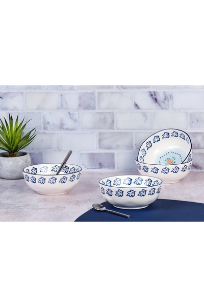 BJORN Set of 4 porcelain bowls, NAPOLI Citrus, hand painted, Ø17.5cm, 90cl