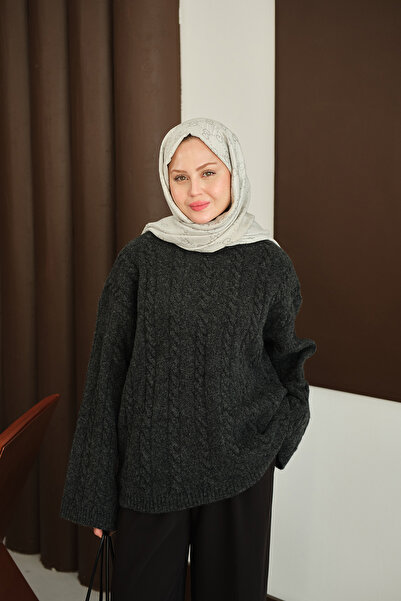 LOCCO Women's Knitted Patterned Knitwear Tunic Black