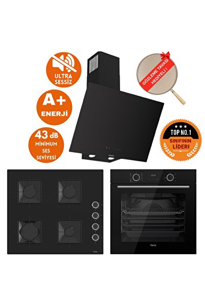 Ferre FryArt&SilentArt Fora Sessiz Yeni Seri Siyah Ankastre Set ( D077-SA + XE63CS + SS205 )