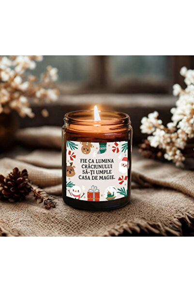 BUNILU Scented candle made of natural wax, in a glass container with a lid, gift with a Christmas label