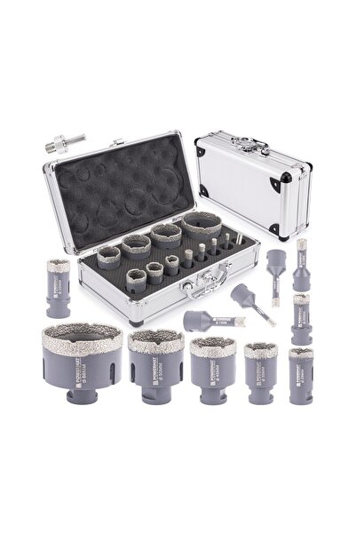 Powermat Set 12 piese freze diamantate si adaptor M14/HEX,