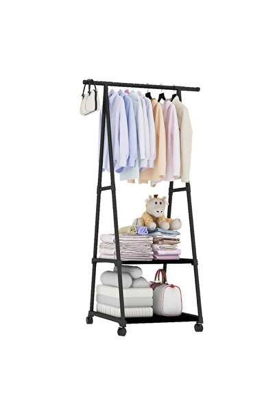 OEM Suport haine triunghiular cu 2 Rafturi, Negru