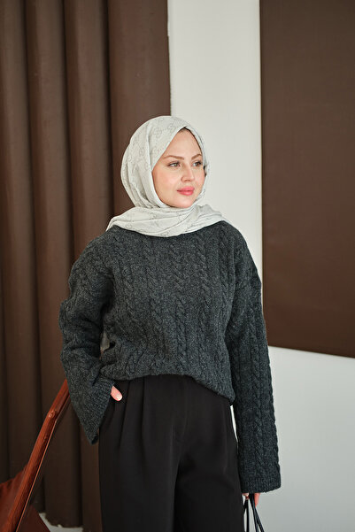 LOCCO Women's Knitted Patterned Knitwear Tunic Black