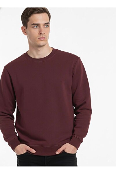 assef Unisex Relax Fit Comfortable Cut Cotton Soft Textured Fleece Inside Crew Neck Sweatshirt