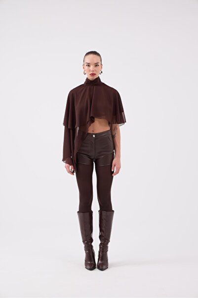 HOLLY LOLLY Pelerin Model Bena Bluz Kahve