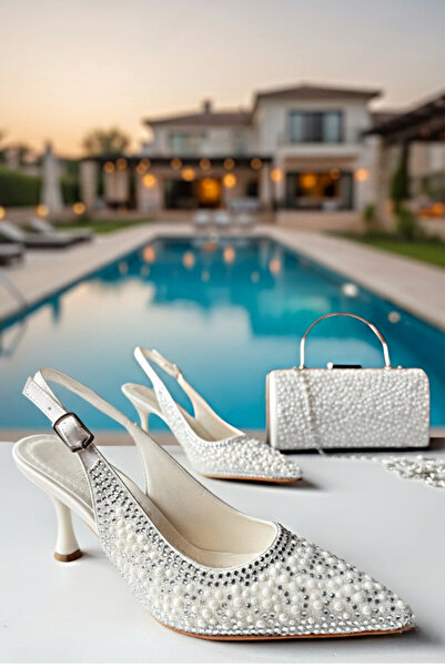 Modavien Women's 7 cm Pearl Bridal Shoes (Full Mold)