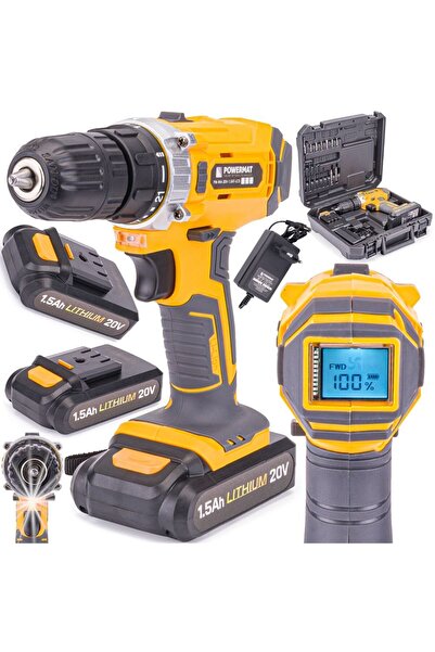 Powermat Filetanta afisaj LCD 2, acumulatori 20V1.5Ah, bormasina pentru gaurit,