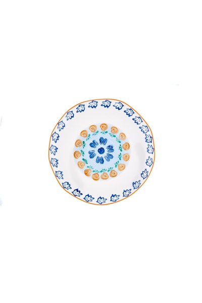 BJORN Set of 4 Dinner Plates, NAPOLI Citrus, hand-painted porcelain, Ø27cm