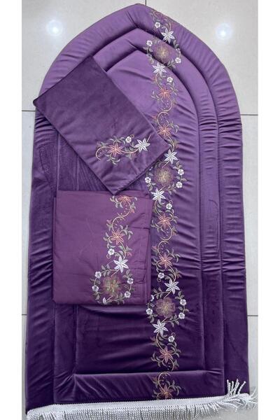 Generic Prayer set consisting of a padded embroidered sponge prayer rug with a prayer sheet made of excellent cold material and a Quran cover