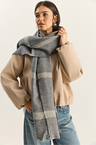 Bianco Lucci Women's Plaid Patterned Soft Touch Long Wide Scarf Shawl 0011 60286002