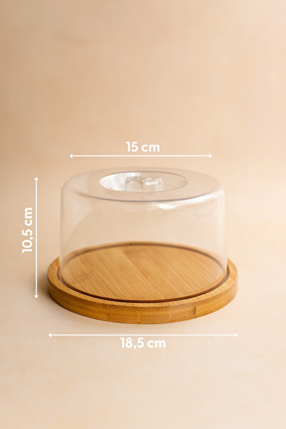Fhilli Lunin Bamboo Base Transparent Cover Cake Stand Pastry Display and Storage Container Small