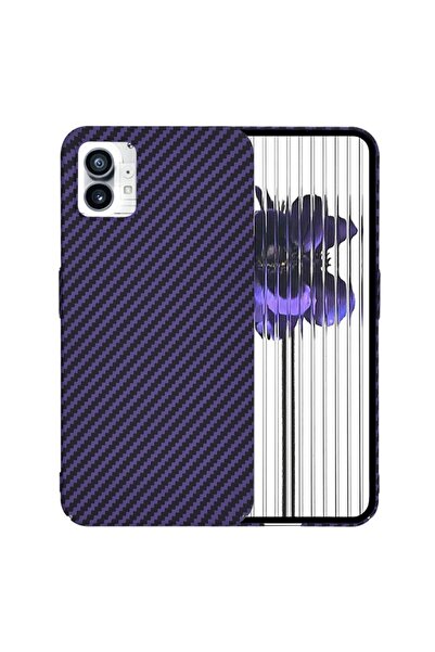 SKYDDAR INNOVATION Carcasă pentru telefon Nothing (1), textură de carbon, Carbonite FiberShell, set de stickere, violet