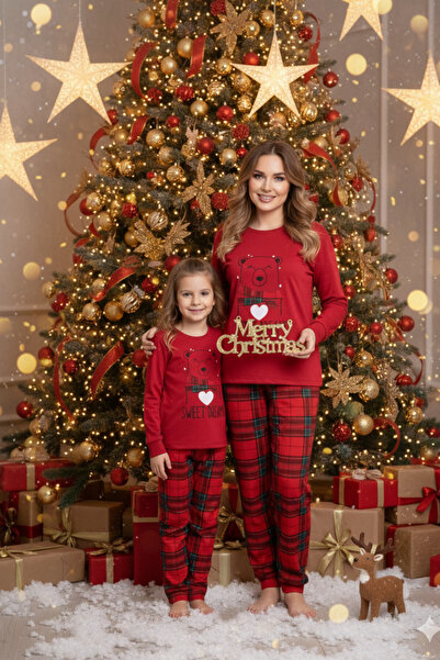 ELİTOL Thermal Plaid Sweet Dreams Mother-Daughter Pajama Set