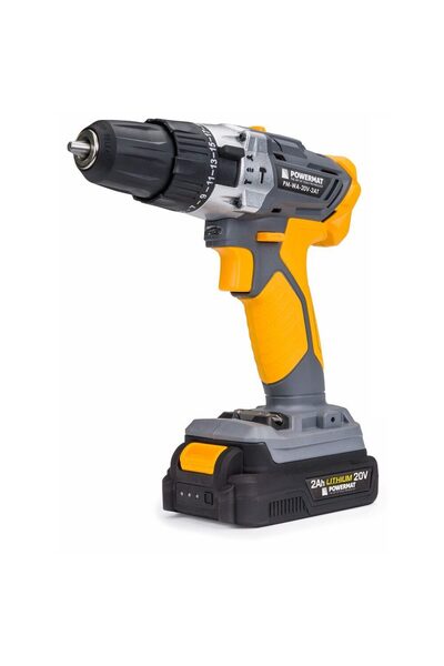 Powermat Masina gaurit cu percutie 2 acumulatori 20V2Ah, bormasina, filetanta,