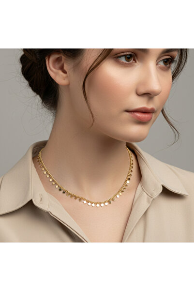 Genel Markalar Kare Pullu Gold Zincir Kolye