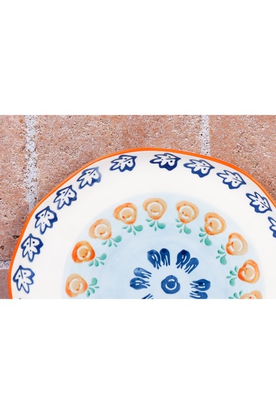 BJORN Set of 4 Dinner Plates, NAPOLI Citrus, hand-painted porcelain, Ø27cm