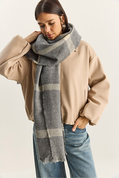 Bianco Lucci Women's Plaid Patterned Soft Touch Long Wide Scarf Shawl 0011 60286002