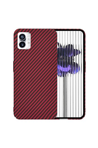 SKYDDAR INNOVATION Case for Nothing Phone (1), carbon texture, Carbonite FiberShell, sticker set, Red