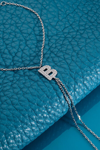 Innuendo Jewelry 925 AYAR GÜMÜŞ ÜZERİ ALTIN KAPLAMA B HARFLİ ŞAHMERAN
