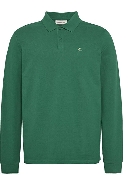 Calvin Klein Men's Long Sleeve Regular Fit Button Closure Green Polo Neck T-Shirt Lv04Re201G-2Es