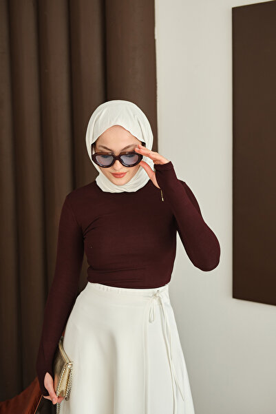 LOCCO Women's Finger-Through Bodysuit Burgundy