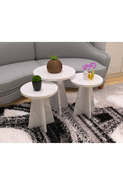 AtelierAnka 3'lü Ahşap Zigon Sehpa Seti – Modern Tasarım, Dekoratif ve Kullan...