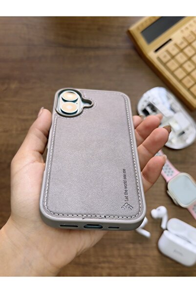 MTL iPhone 16 Compatible Premium Leather Textured Shock-Resistant Nasal Silicone Case