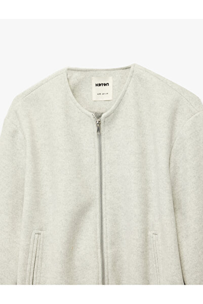 Koton Каше Бомбер Куртка Кроп Велосипедний комір На блискавці З кишенями З довгими рукавами