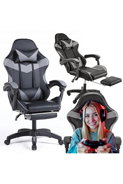 Optim Solution Scaun de birou pentru gaming cu suport pentru picioare, reglab...