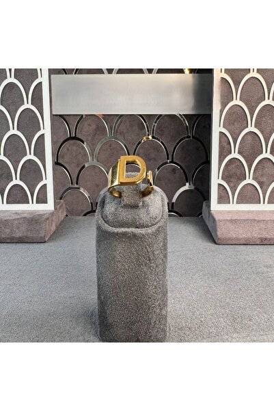 GÜLNAR BİJUTERİ Letter Adjustable Gold Color Steel Ring